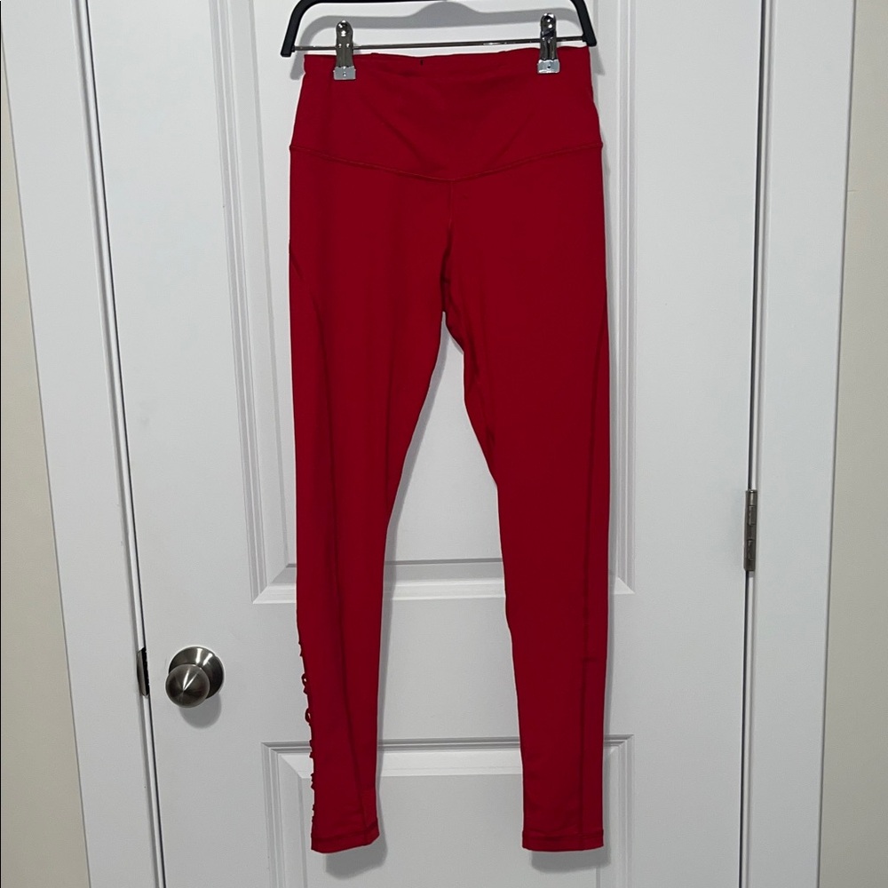 Victoria's Secret Sport Red Lace Up Knockout Leggings